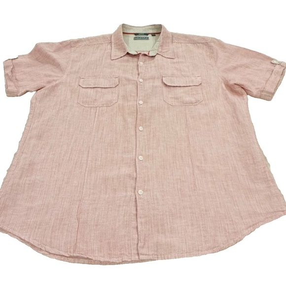 Cubavera Men's Slim Fit Linen Blend Short Sleeve Button Down Shirt; Size XL - Picture 1 of 6